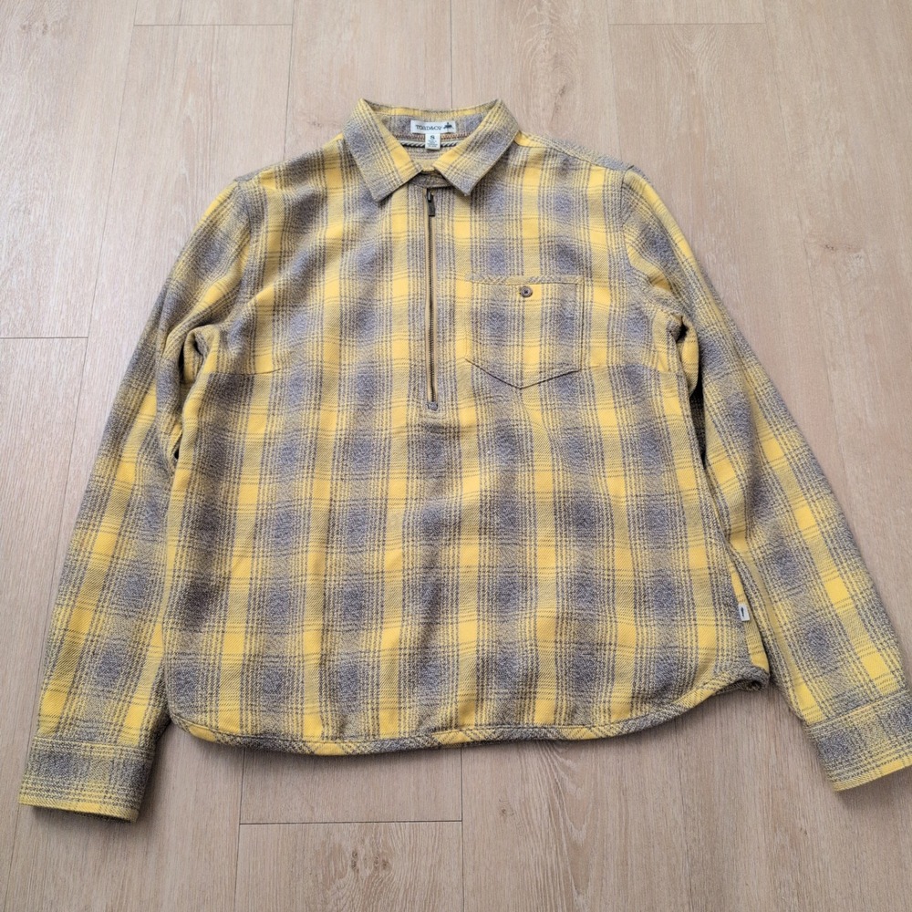 Toad&Co Womens Small Yellow Plaid Quarter Zip Flannel Pullover Shirt